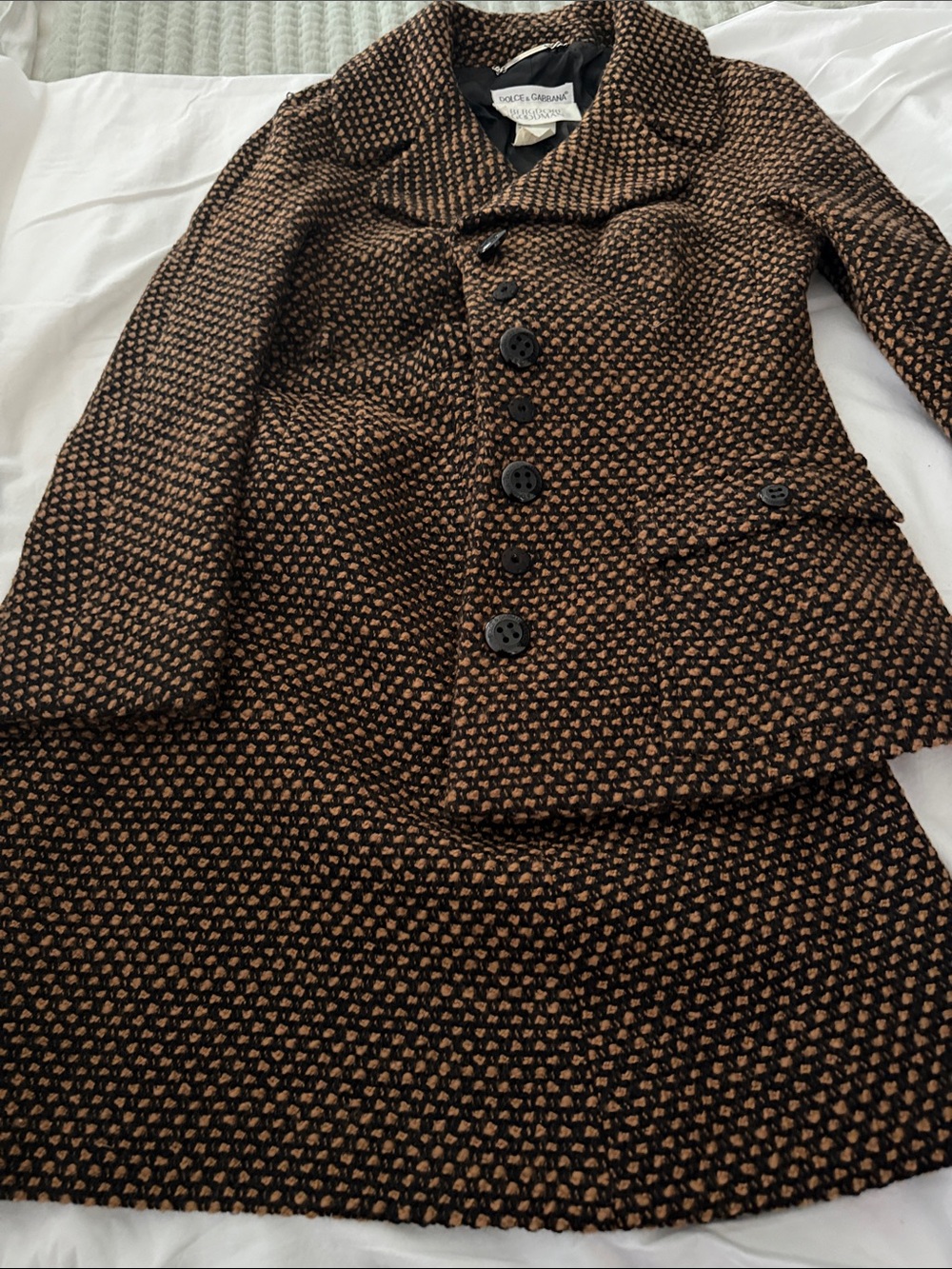 Dolce & Gabbana Brown and Black Tweed Two-Piece Set